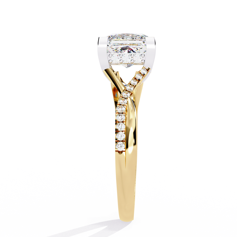 14k IGI certified princess ring with E-F color VVS-VS clarity diamonds 190
