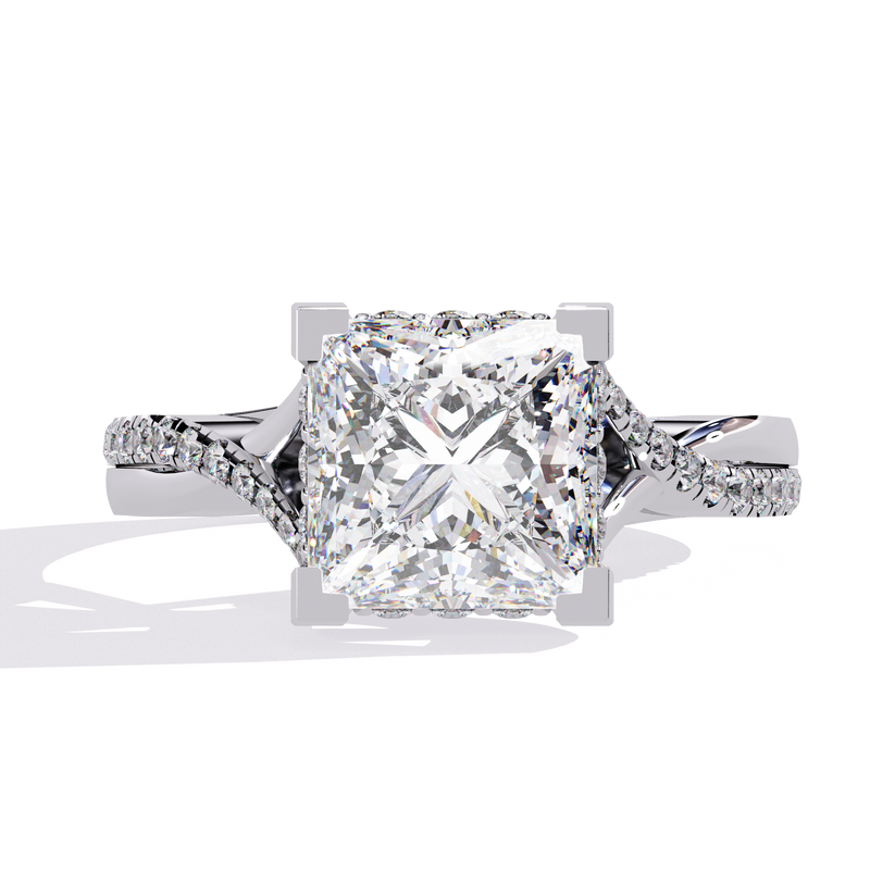 14k IGI certified princess ring with E-F color VVS-VS clarity diamonds 190