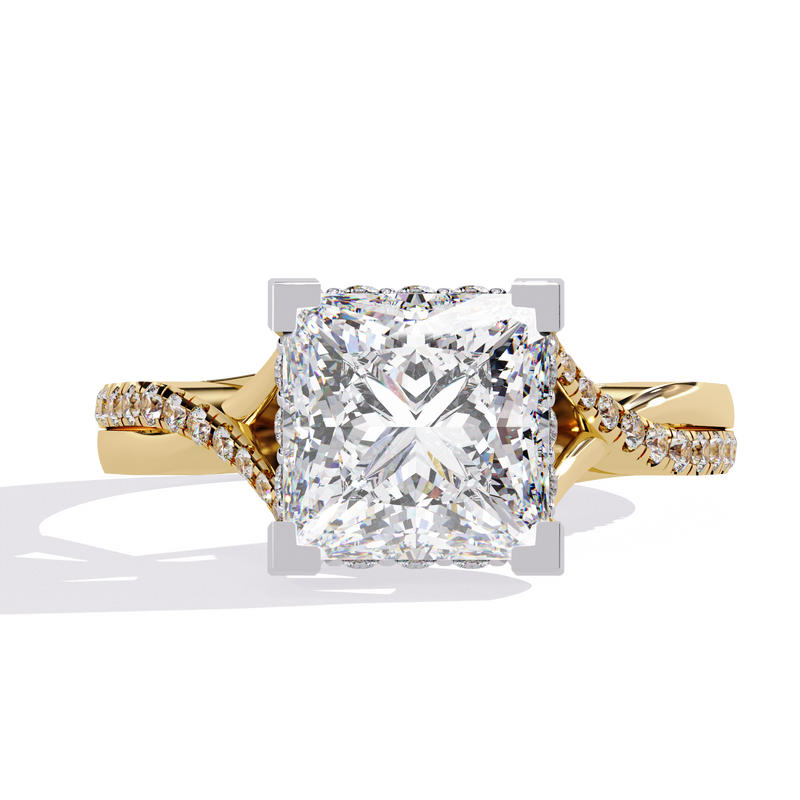 14k IGI certified princess ring with E-F color VVS-VS clarity diamonds 190