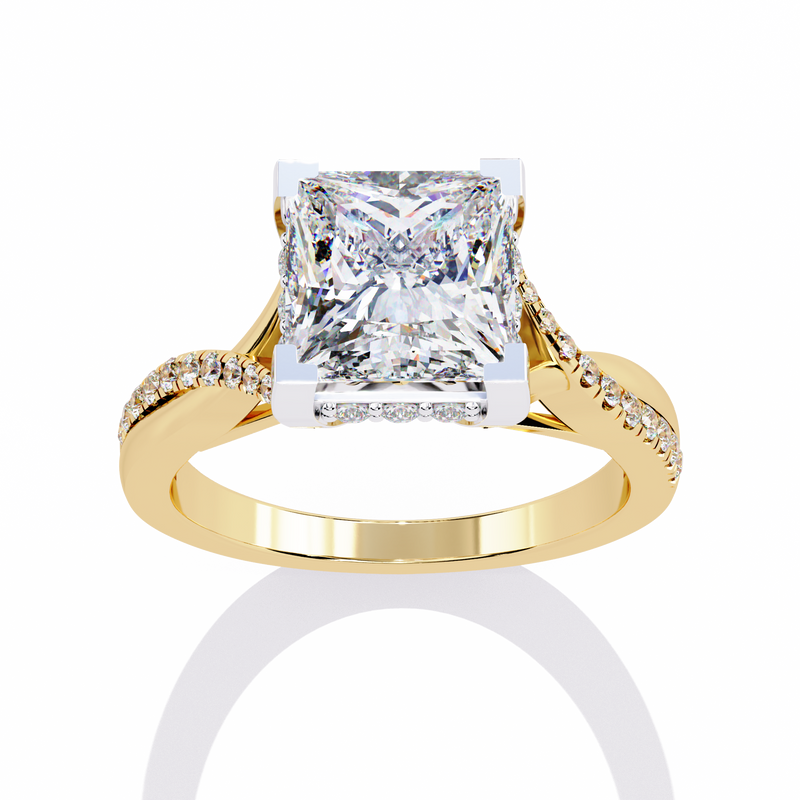 14k IGI certified princess ring with E-F color VVS-VS clarity diamonds 190