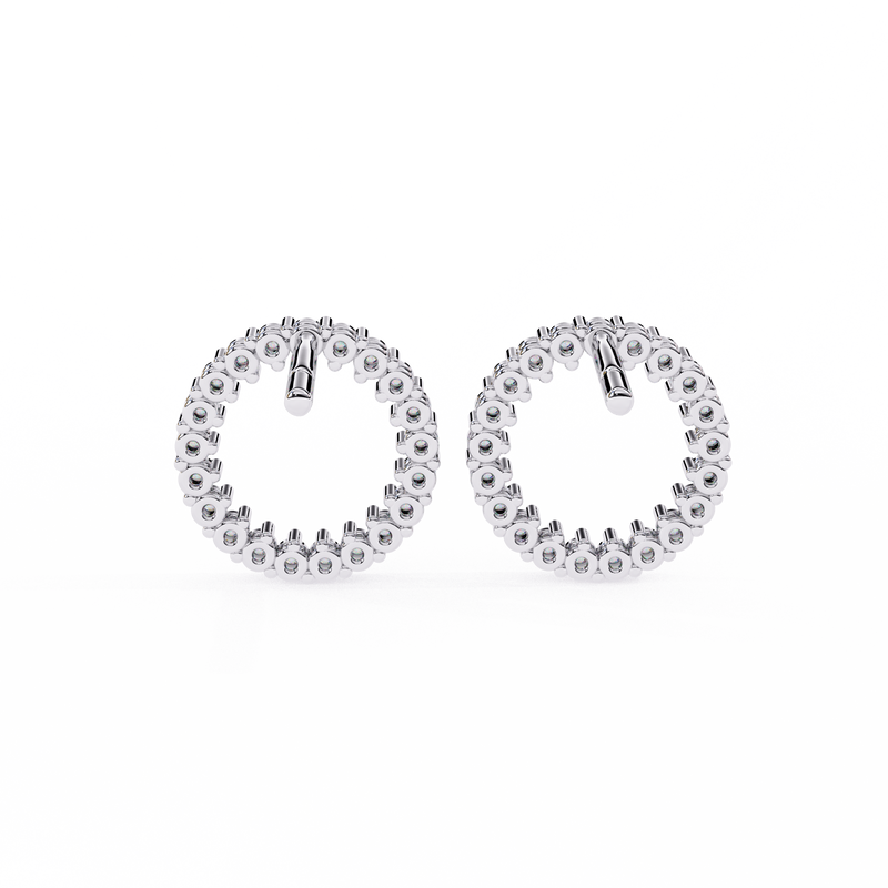 14K White Gold IGI Certified Round Diamond Diamond Earrings, D-E Color, VVS/VS Clarity