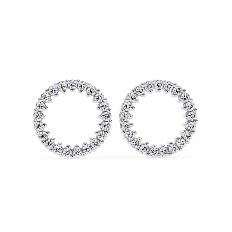 14K White Gold IGI Certified Round Diamond Diamond Earrings, D-E Color, VVS/VS Clarity