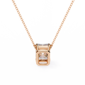 14K Gold Lab Grown Emerald Cut Diamond Solitaire Necklace Pendant, D-E Color, VVS-VS Clarity