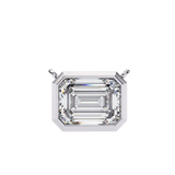 14K IGI Certified Emerald Cut Diamond Solitaire Pendant – D-E Color, VVS–VS Clarity, Rabbit Ear Bail