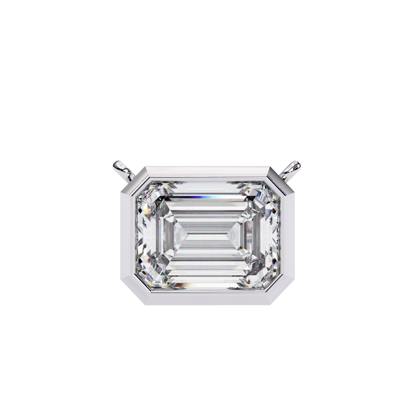 14K IGI Certified Emerald Cut Diamond Solitaire Pendant – D-E Color, VVS–VS Clarity, Rabbit Ear Bail