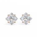 14K White Gold IGI Certified Princess Solitaire Stud Earrings, 4 Prong, D-E Color, VVS/VS Clarity