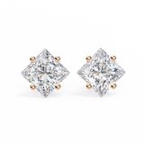 14K White Gold IGI Certified Princess Solitaire Stud Earrings, 4 Prong, D-E Color, VVS/VS Clarity