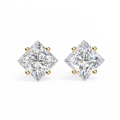 14K White Gold IGI Certified Princess Solitaire Stud Earrings, 4 Prong, D-E Color, VVS/VS Clarity