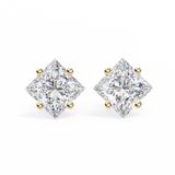 14K White Gold IGI Certified Princess Solitaire Stud Earrings, 4 Prong, D-E Color, VVS/VS Clarity