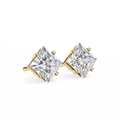 14K White Gold IGI Certified Princess Solitaire Stud Earrings, 4 Prong, D-E Color, VVS/VS Clarity