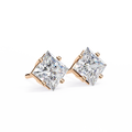 14K White Gold IGI Certified Princess Solitaire Stud Earrings, 4 Prong, D-E Color, VVS/VS Clarity