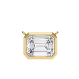 14K IGI Certified Emerald Cut Diamond Solitaire Pendant – D-E Color, VVS–VS Clarity, Rabbit Ear Bail
