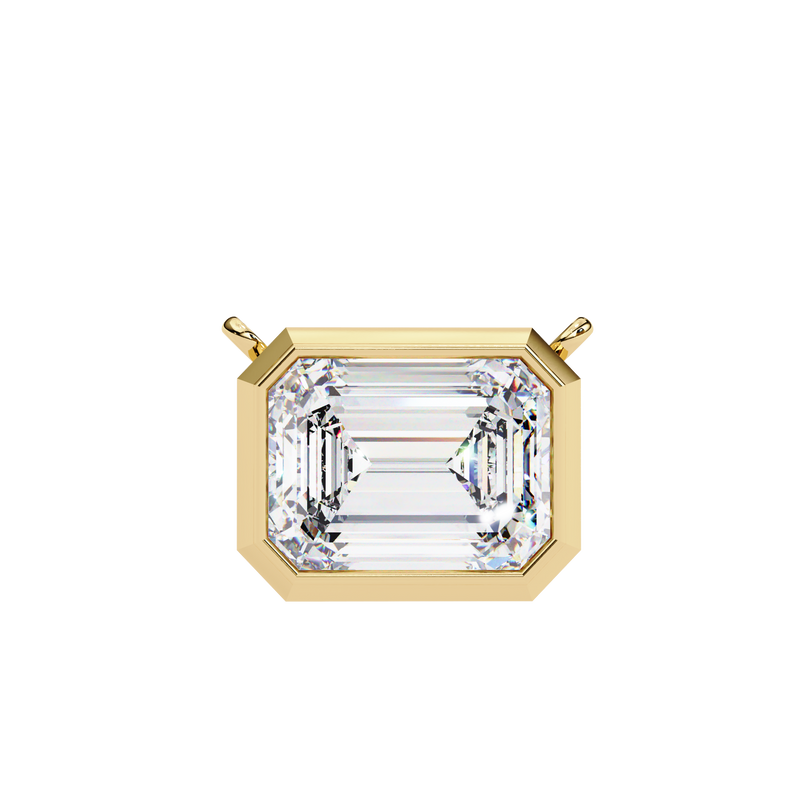 14K IGI Certified Emerald Cut Diamond Solitaire Pendant – D-E Color, VVS–VS Clarity, Rabbit Ear Bail
