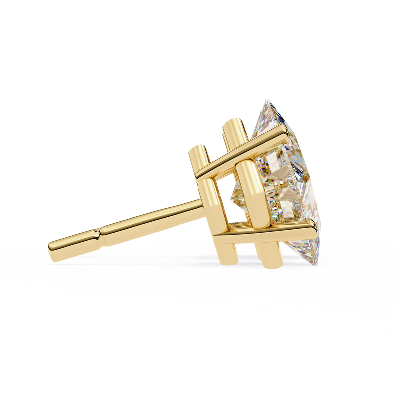 14K White Gold IGI Certified Princess Solitaire Stud Earrings, 4 Prong, D-E Color, VVS/VS Clarity