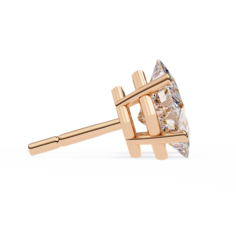 14K White Gold IGI Certified Princess Solitaire Stud Earrings, 4 Prong, D-E Color, VVS/VS Clarity