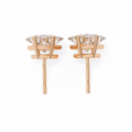 14K White Gold IGI Certified Princess Solitaire Stud Earrings, 4 Prong, D-E Color, VVS/VS Clarity