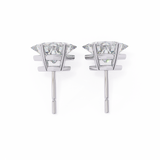 14K White Gold IGI Certified Princess Solitaire Stud Earrings, 4 Prong, D-E Color, VVS/VS Clarity