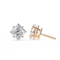 14K White Gold IGI Certified Princess Solitaire Stud Earrings, 4 Prong, D-E Color, VVS/VS Clarity