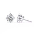 14K White Gold IGI Certified Princess Solitaire Stud Earrings, 4 Prong, D-E Color, VVS/VS Clarity