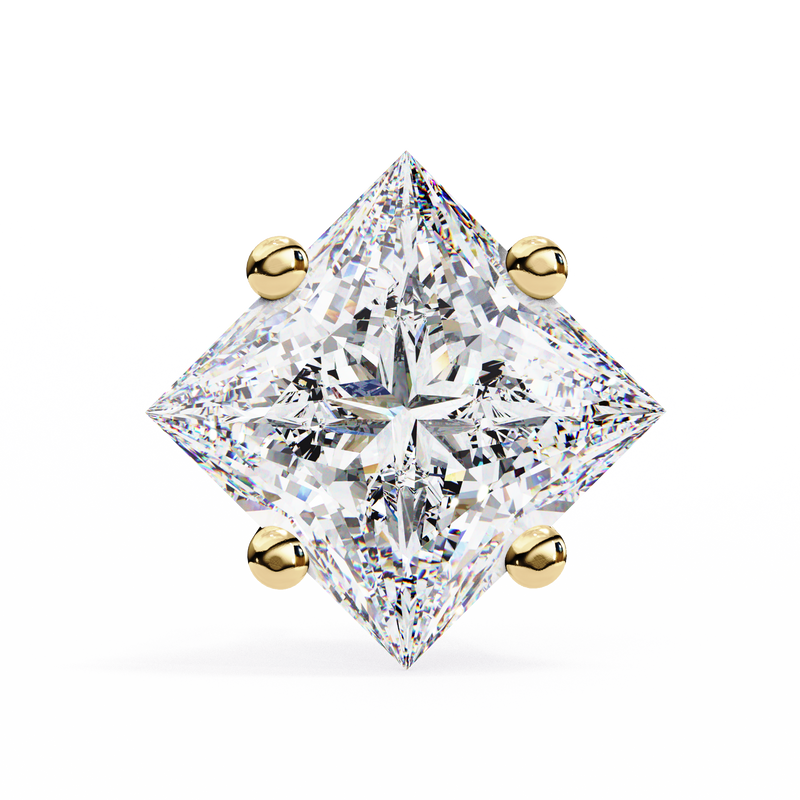 14K White Gold IGI Certified Princess Solitaire Stud Earrings, 4 Prong, D-E Color, VVS/VS Clarity