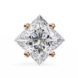 14K White Gold IGI Certified Princess Solitaire Stud Earrings, 4 Prong, D-E Color, VVS/VS Clarity