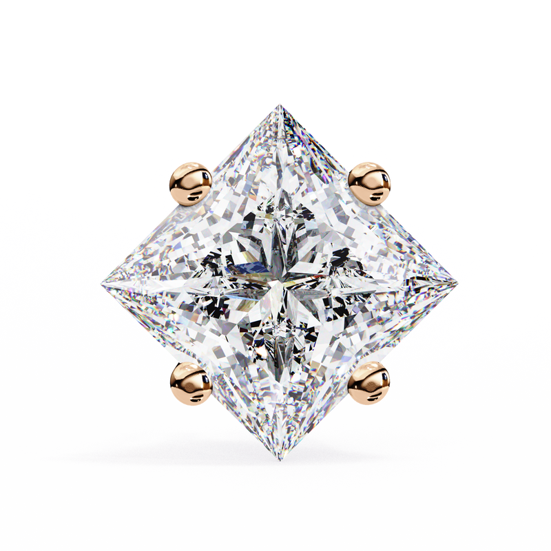 14K White Gold IGI Certified Princess Solitaire Stud Earrings, 4 Prong, D-E Color, VVS/VS Clarity