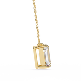 14K White Gold IGI Certified Emerald Cut Diamond Solitaire Pendant – D-E Color, VVS–VS Clarity, Rabbit Ear Bail
