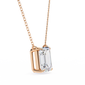 14K Gold Lab Grown Emerald Cut Diamond Solitaire Necklace Pendant, D-E Color, VVS-VS Clarity
