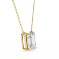 14K Gold Lab Grown Emerald Cut Diamond Solitaire Necklace Pendant, D-E Color, VVS-VS Clarity