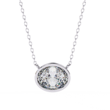 14K White Gold IGI Certified Oval Diamond Solitaire Pendant – D-E Color, VVS–VS Clarity, Rabbit Ear Bail