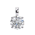 Classic 14K white gold pendant featuring a cushion-cut diamond solitaire, IGI certified with D–E color and VVS–VS clarity, finished with an elegant bail.