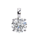 Classic 14K white gold pendant featuring a cushion-cut diamond solitaire, IGI certified with D–E color and VVS–VS clarity, finished with an elegant bail.