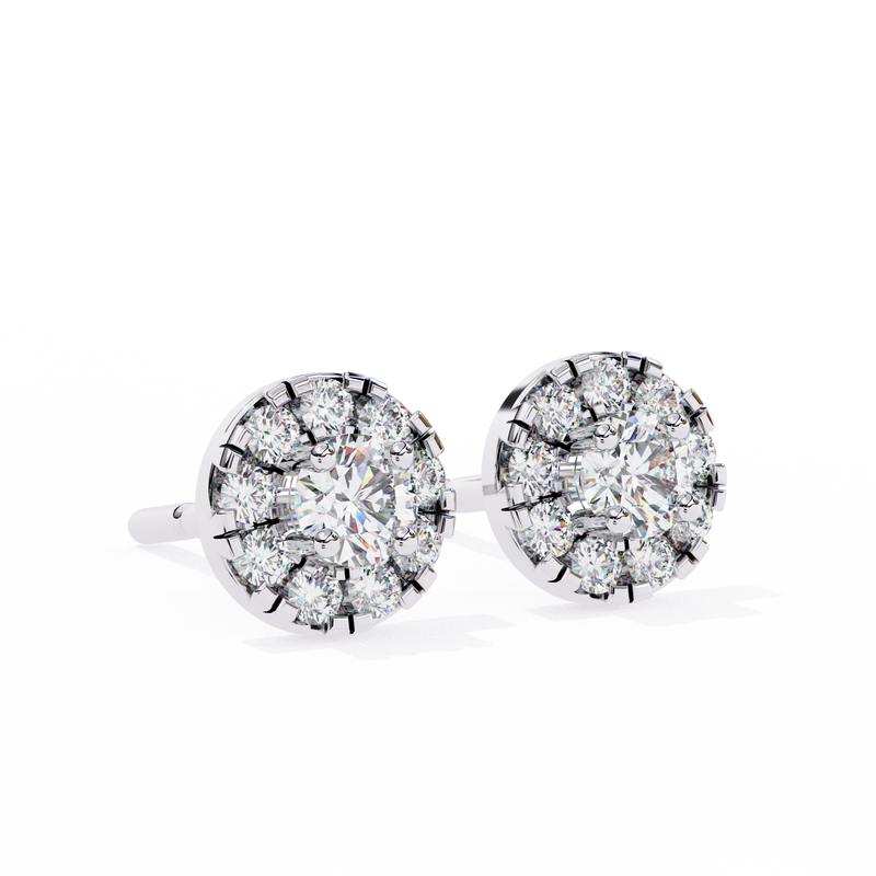 14K White Gold IGI Certified Round Diamond Jacket Earrings, D-E Color, VVS/VS Clarity