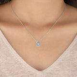 14K White Gold IGI Certified Emerald Cut Diamond Solitaire Pendant – D-E Color, VVS–VS Clarity, Rabbit Ear Bail