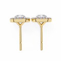 14K White Gold IGI Certified Radiant Diamond Halo Earrings, D-E Color, VVS/VS Clarity