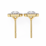 14K White Gold IGI Certified Radiant Diamond Halo Earrings, D-E Color, VVS/VS Clarity