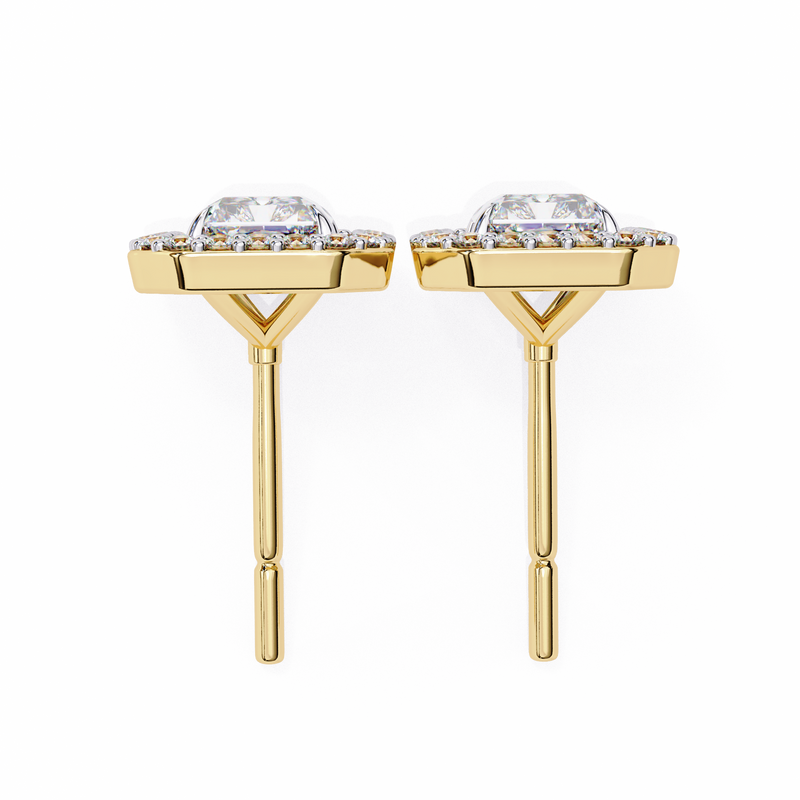 14K White Gold IGI Certified Radiant Diamond Halo Earrings, D-E Color, VVS/VS Clarity