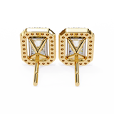14K White Gold IGI Certified Radiant Diamond Halo Earrings, D-E Color, VVS/VS Clarity