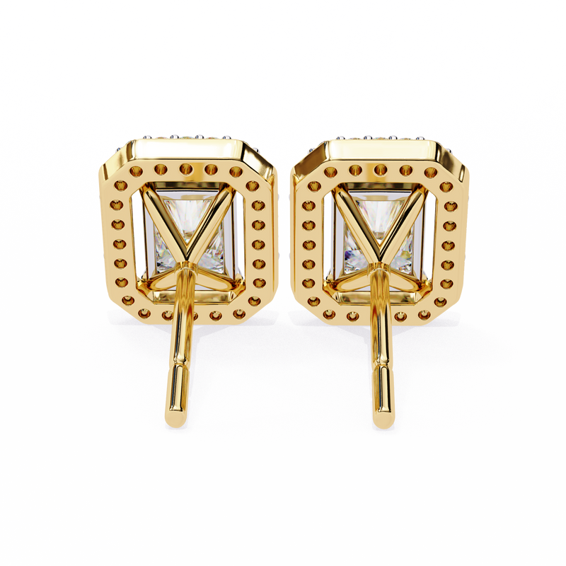 14K White Gold IGI Certified Radiant Diamond Halo Earrings, D-E Color, VVS/VS Clarity
