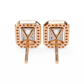 14K White Gold IGI Certified Radiant Diamond Halo Earrings, D-E Color, VVS/VS Clarity