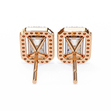 14K White Gold IGI Certified Radiant Diamond Halo Earrings, D-E Color, VVS/VS Clarity