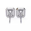 14K White Gold IGI Certified Radiant Diamond Halo Earrings, D-E Color, VVS/VS Clarity