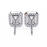14K White Gold IGI Certified Radiant Diamond Halo Earrings, D-E Color, VVS/VS Clarity