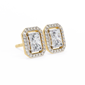 14K White Gold IGI Certified Radiant Diamond Halo Earrings, D-E Color, VVS/VS Clarity