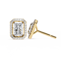 14K White Gold IGI Certified Radiant Diamond Halo Earrings, D-E Color, VVS/VS Clarity