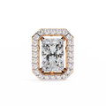 14K White Gold IGI Certified Radiant Diamond Halo Earrings, D-E Color, VVS/VS Clarity