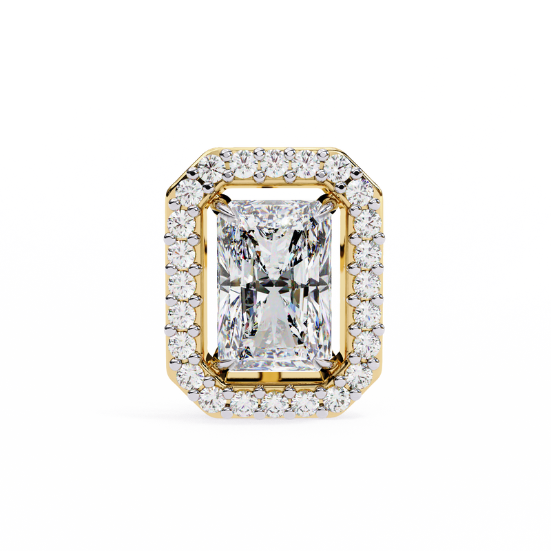 14K White Gold IGI Certified Radiant Diamond Halo Earrings, D-E Color, VVS/VS Clarity