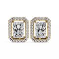 14K White Gold IGI Certified Radiant Diamond Halo Earrings, D-E Color, VVS/VS Clarity