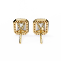14K White Gold IGI Certified Emerald Cut Diamond Halo Earrings, D-E Color, VVS/VS Clarity