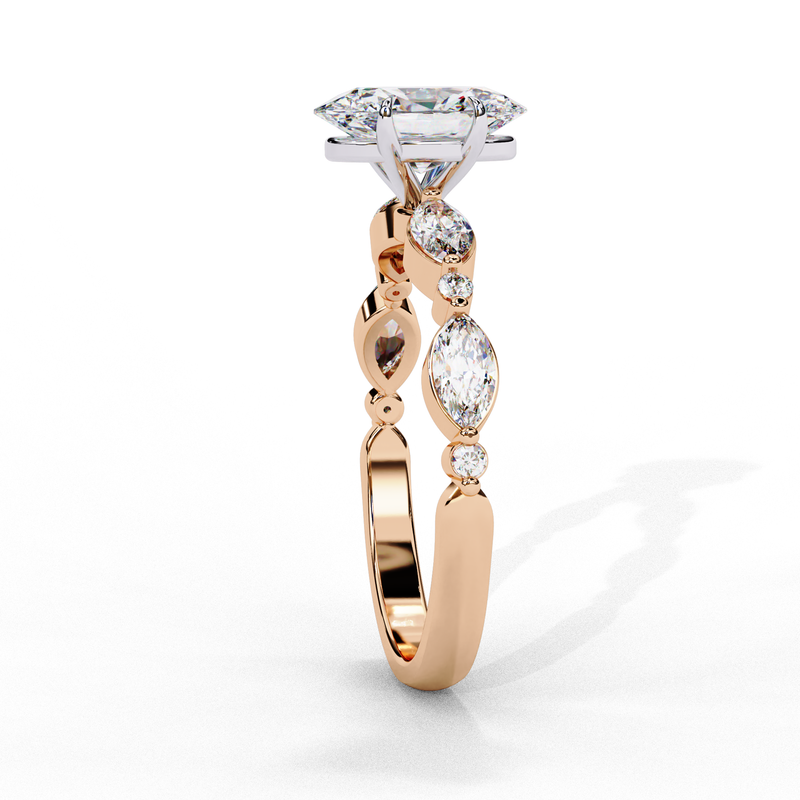 14k IGI certified oval ring with E-F color VVS-VS clarity diamonds 12